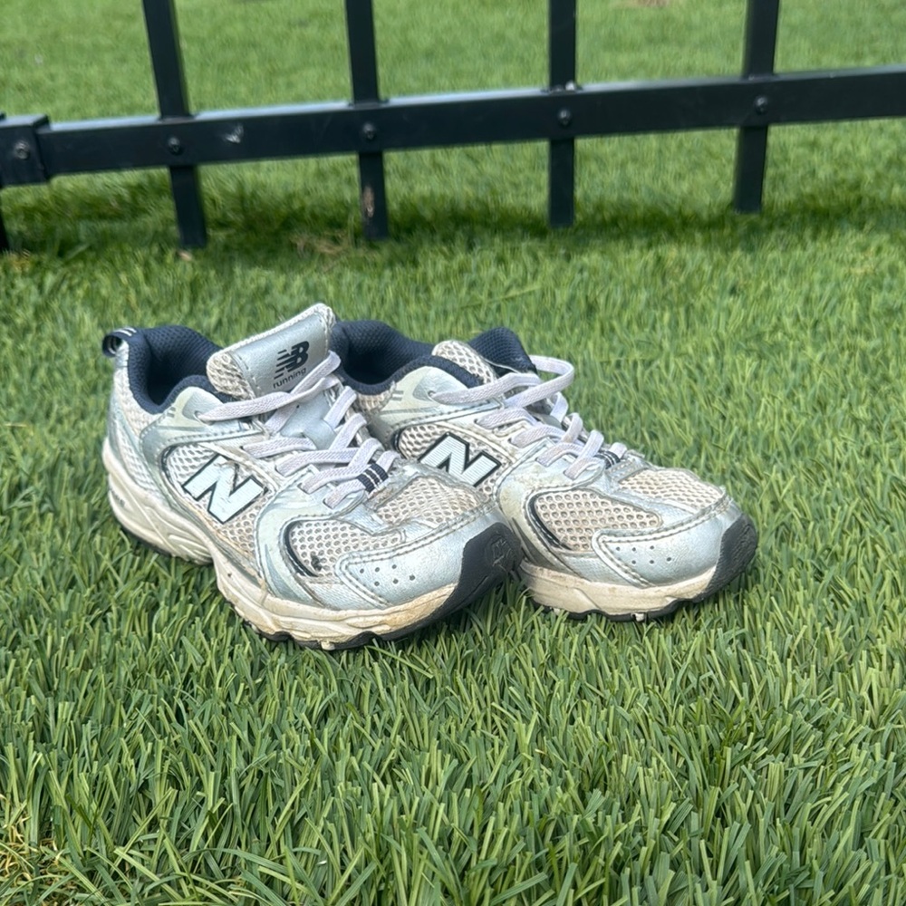 New Balance Kids Silver and Black Mesh Sneakers
